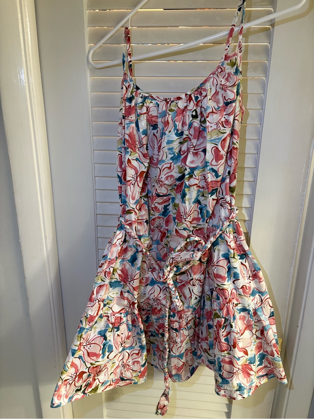 Women’s Floral Print Pink Sundress with Waist Tie